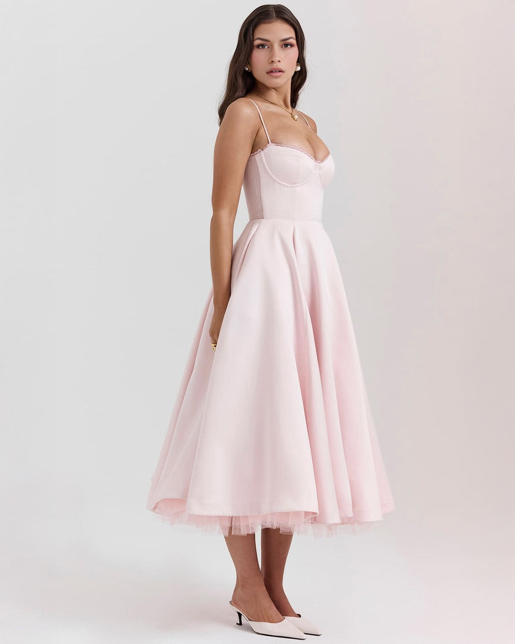 Damen Midikleid mit Herz-Ausschnitt und ausgestelltem Rock - weitere Ansicht