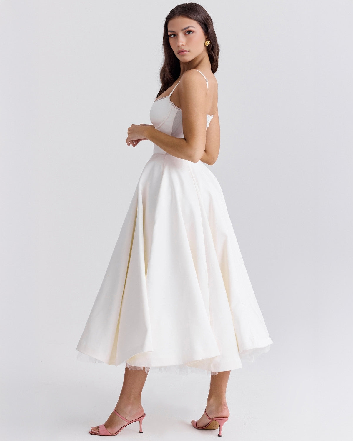Damen Midikleid mit Herz-Ausschnitt und ausgestelltem Rock - weitere Ansicht