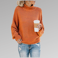 Damen Grobstrickpullover mit Rollkragen in Orange
