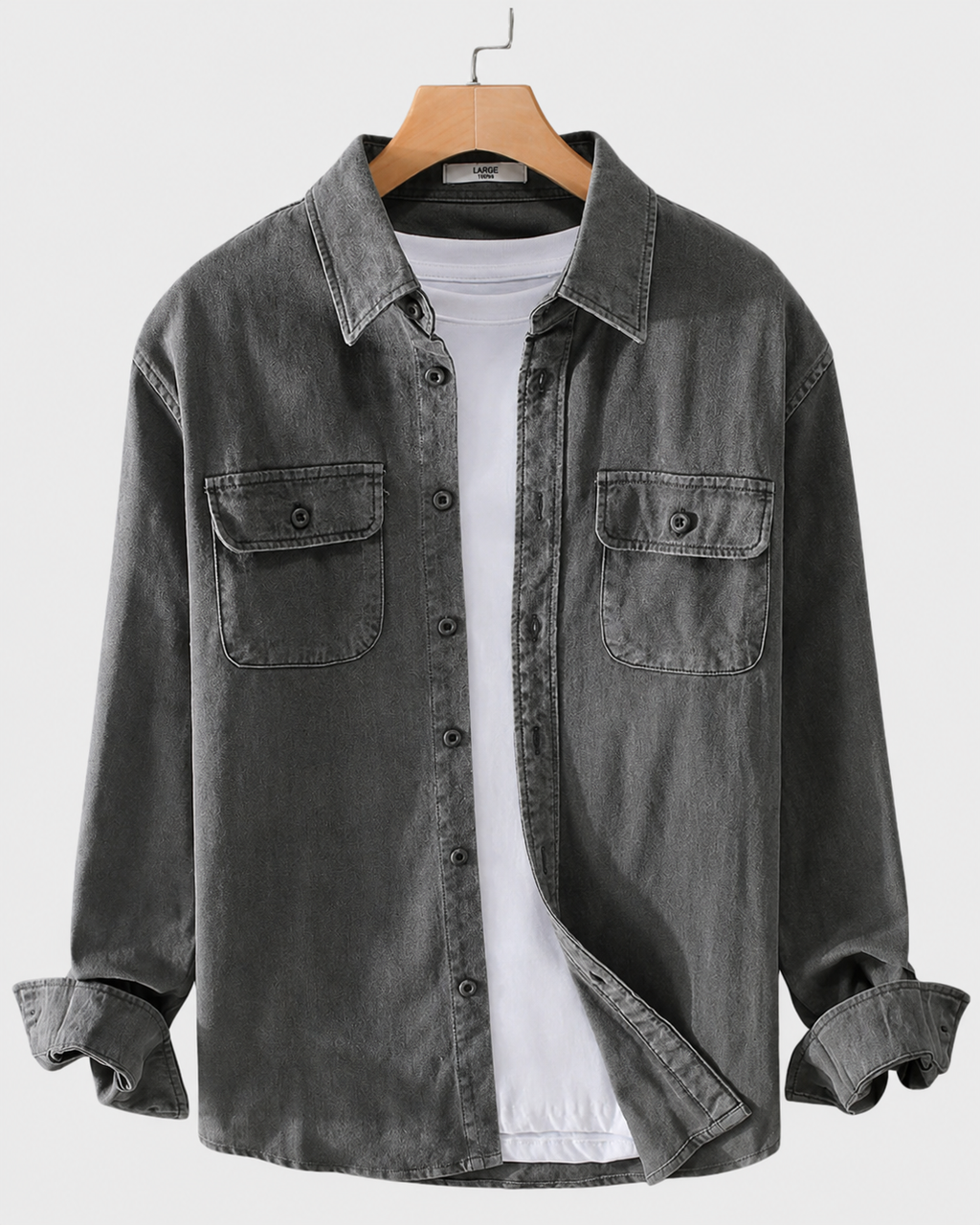 Herren Overshirt mit Pattentaschen und Knopfleiste, Langarm