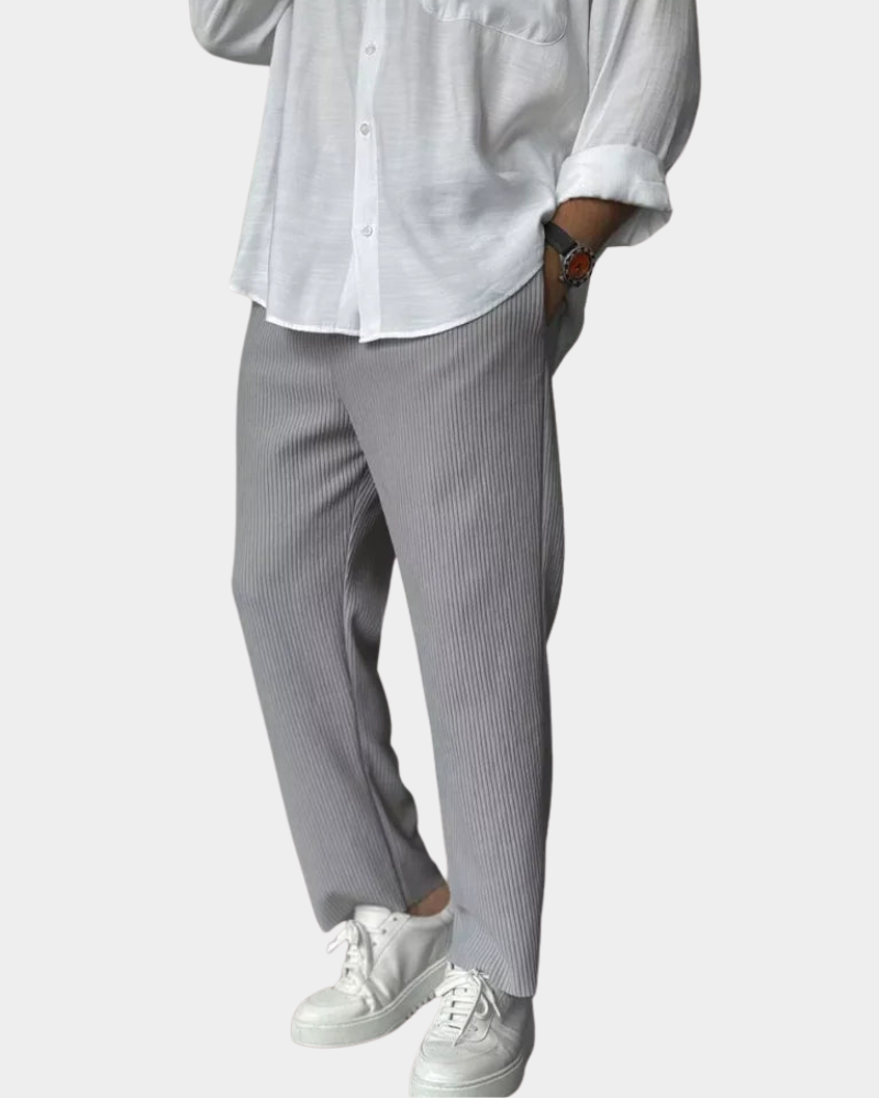 Herren Ripphose in Cord-Optik mit geradem Bein, Grau