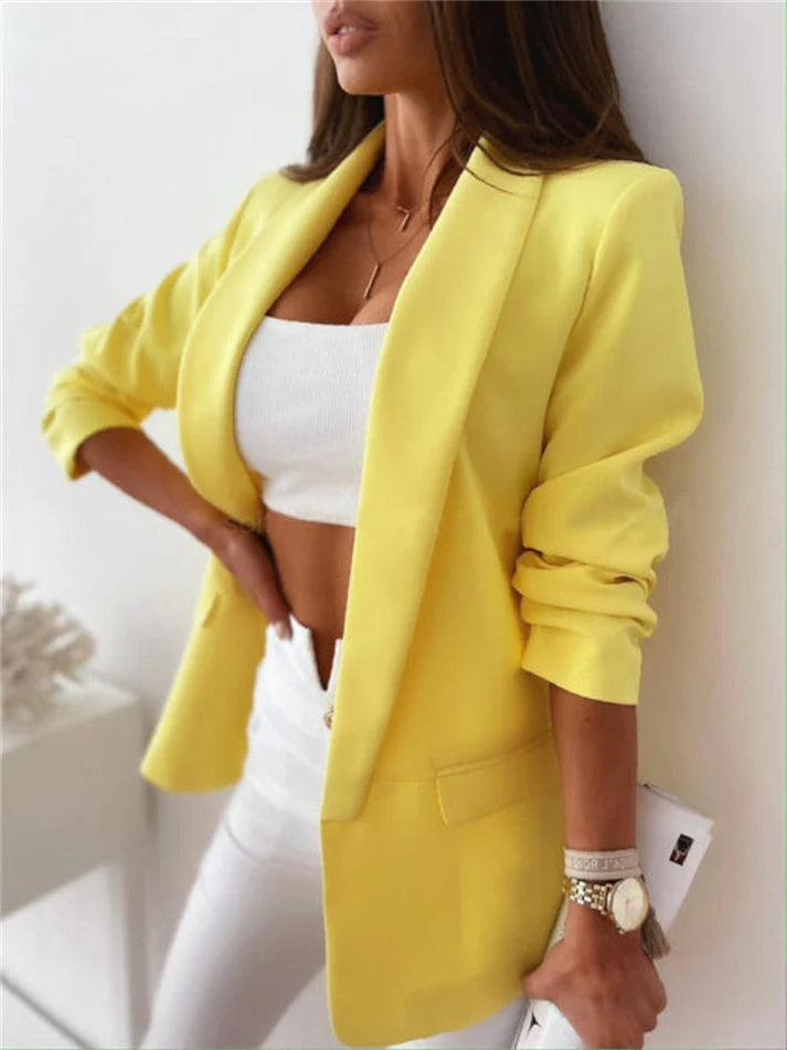 Offener Damen-Blazer mit Schalkragen, hüftlang - weitere Ansicht