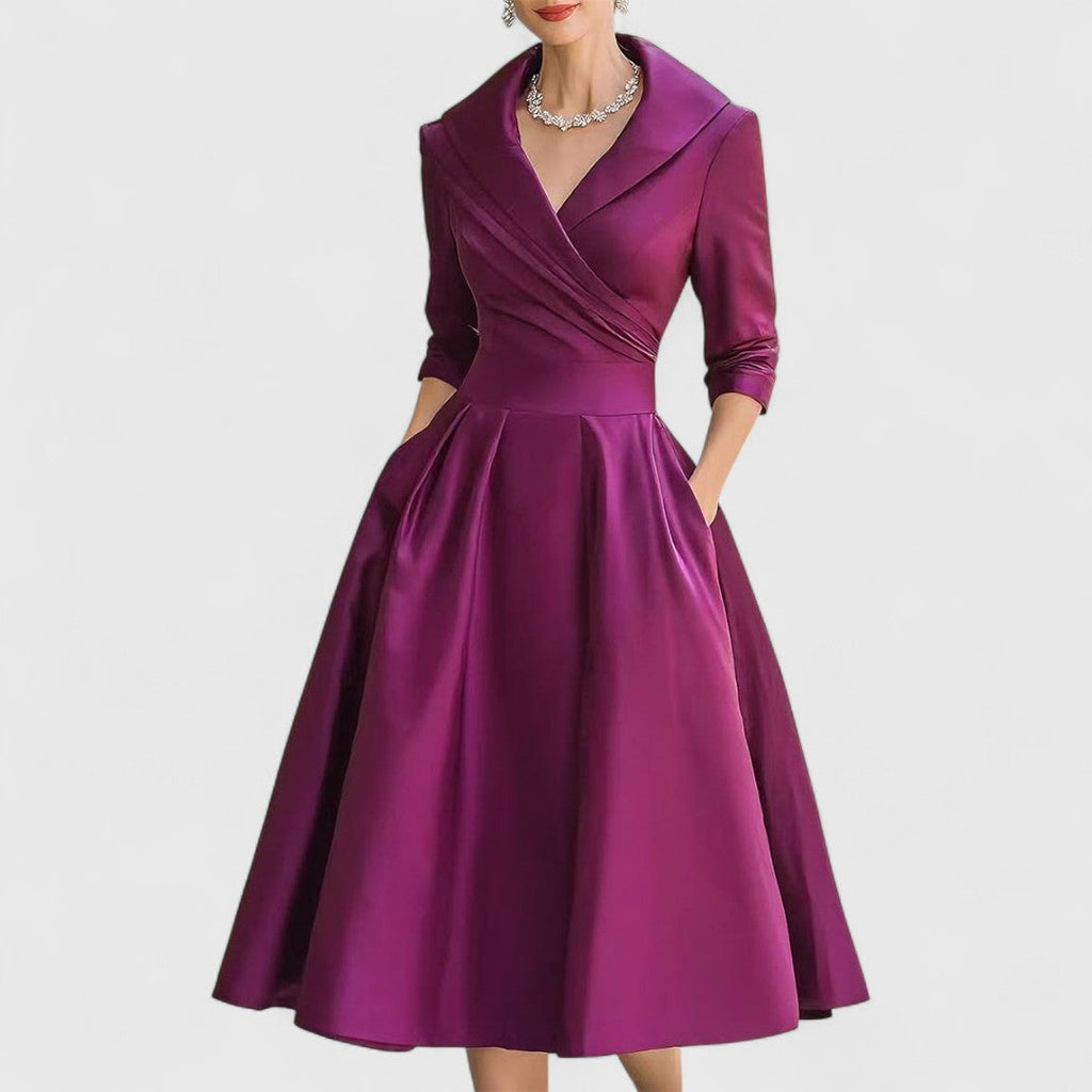 Midi-Cocktailkleid mit Eingrifftaschen in Lila