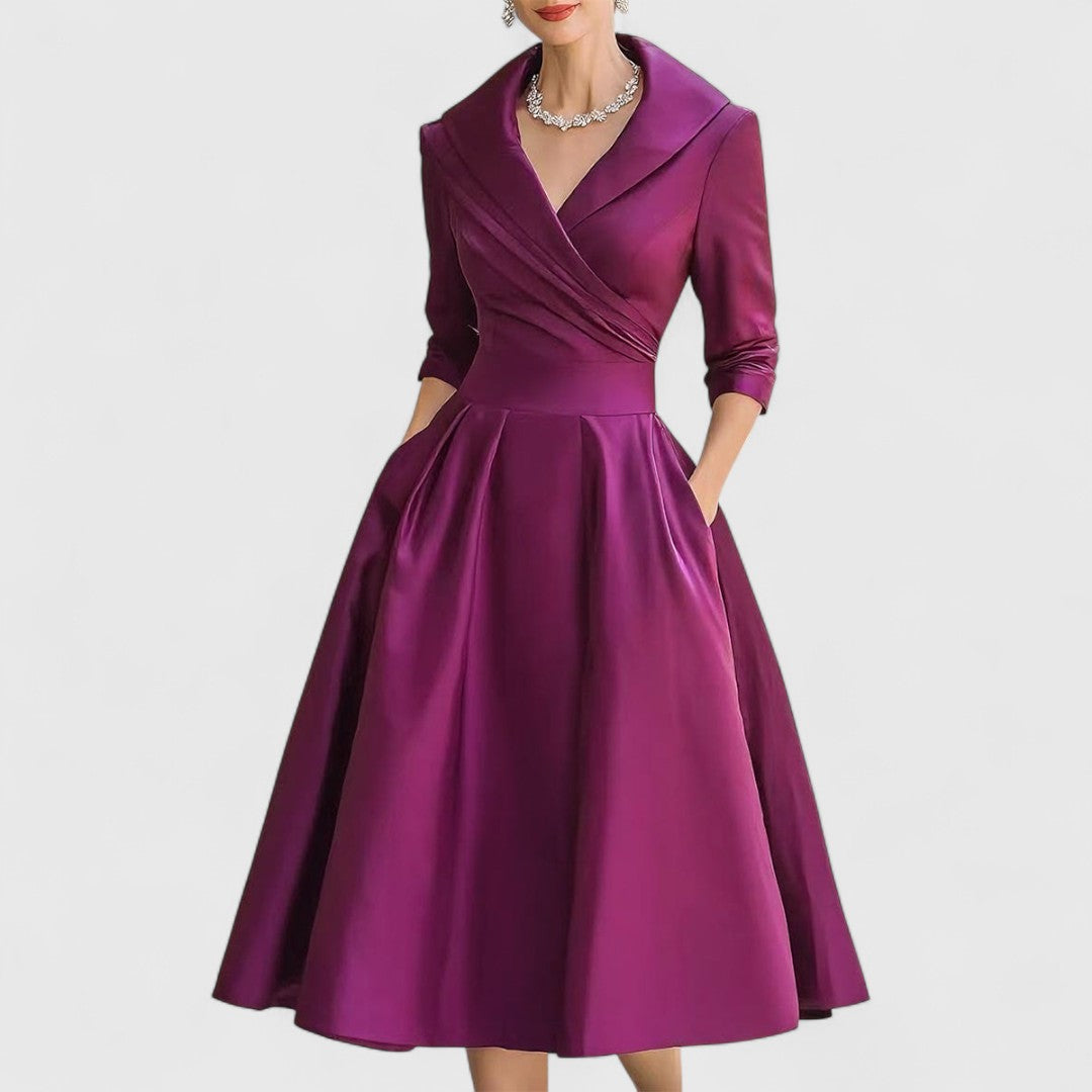 Midi-Cocktailkleid mit Eingrifftaschen in Lila