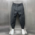 Herren Bundfaltenhose mit Elastikbund und Umschlag, Wolloptik
