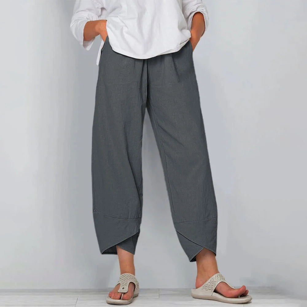 Weite 7/8-Hose mit Ballon-Bein in Grau