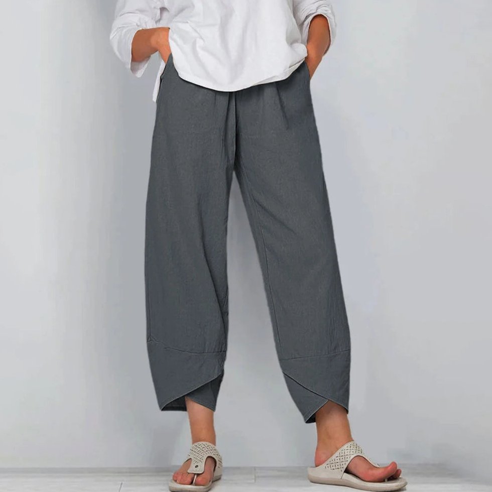 Bayer Modehaus - Damen Weite 7/8-Hose mit Ballon-Bein und Taschen in Grau
