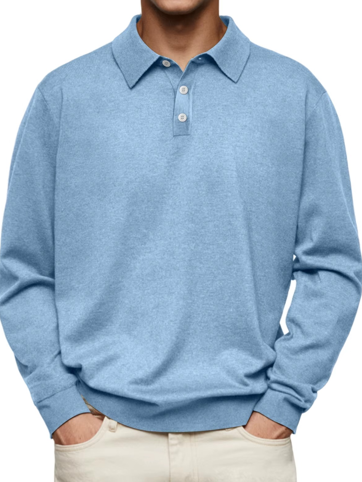 Herren Polo Pullover mit Polokragen, Knopfleiste und Feinstrickoptik