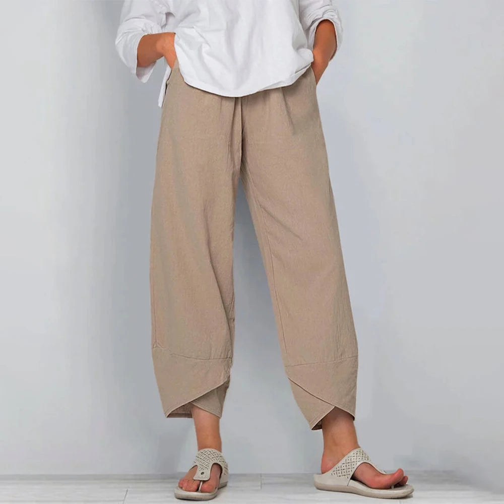 Weite 7/8-Hose mit Ballon-Bein in Khaki