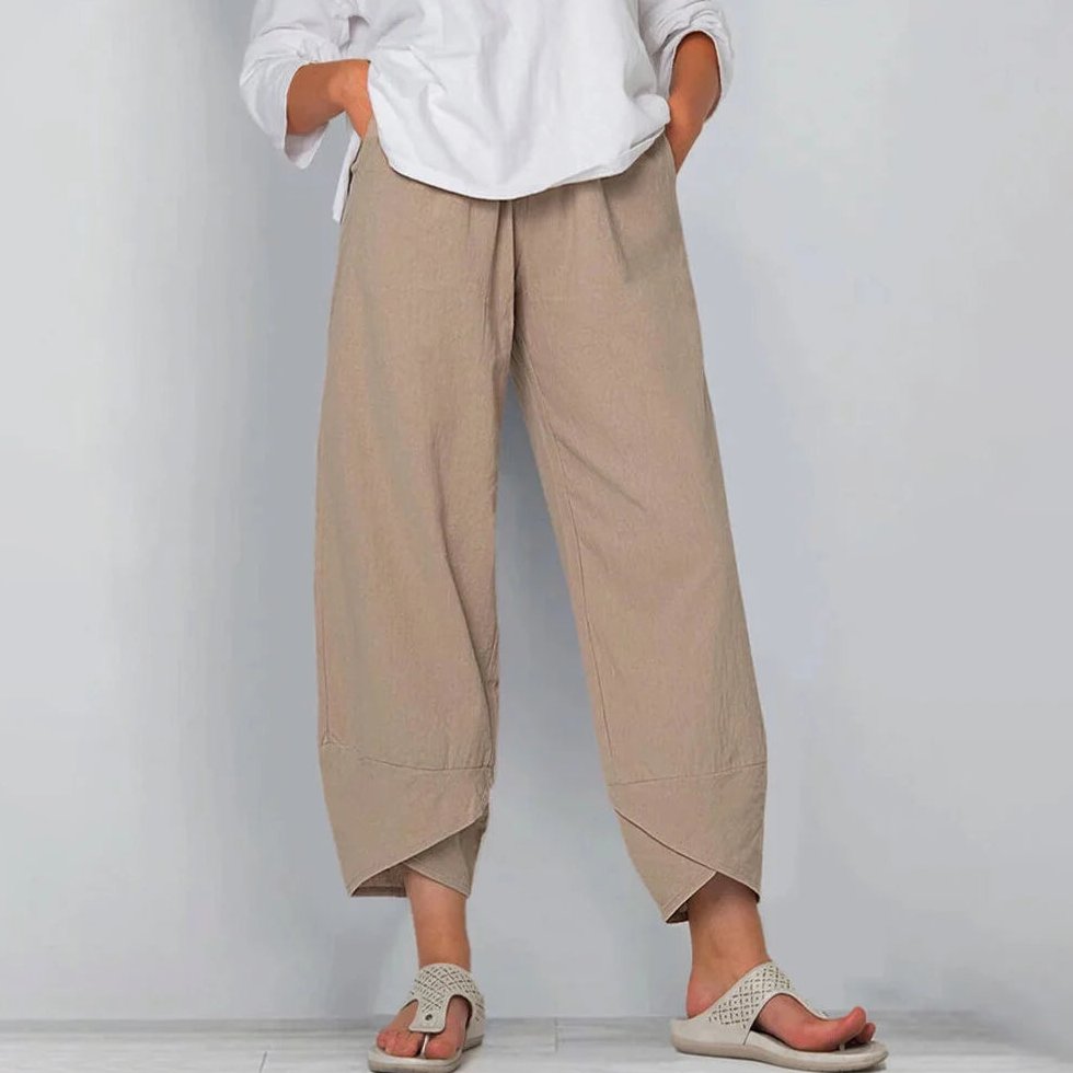 Bayer Modehaus - Damen Weite 7/8-Hose mit Ballon-Bein und Taschen in Khaki