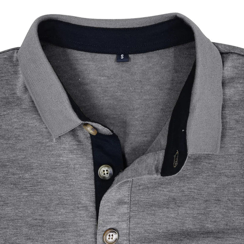 Herren Langarm-Poloshirt mit Polokragen und Brusttasche