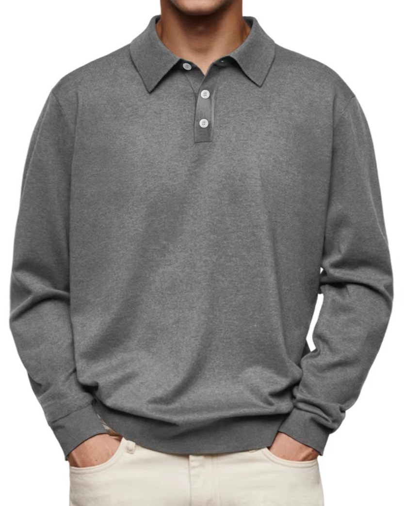 Herren Polo Pullover mit Polokragen, Knopfleiste und Feinstrickoptik