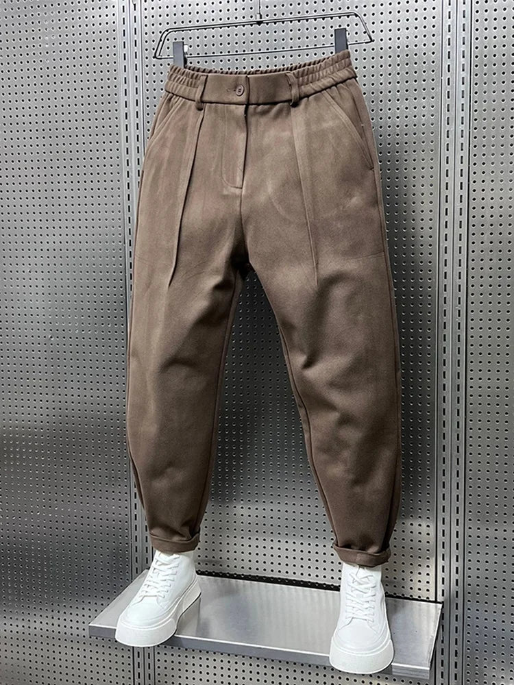 Herren Bundfaltenhose mit umgeschlagenem Saum, Kaffee