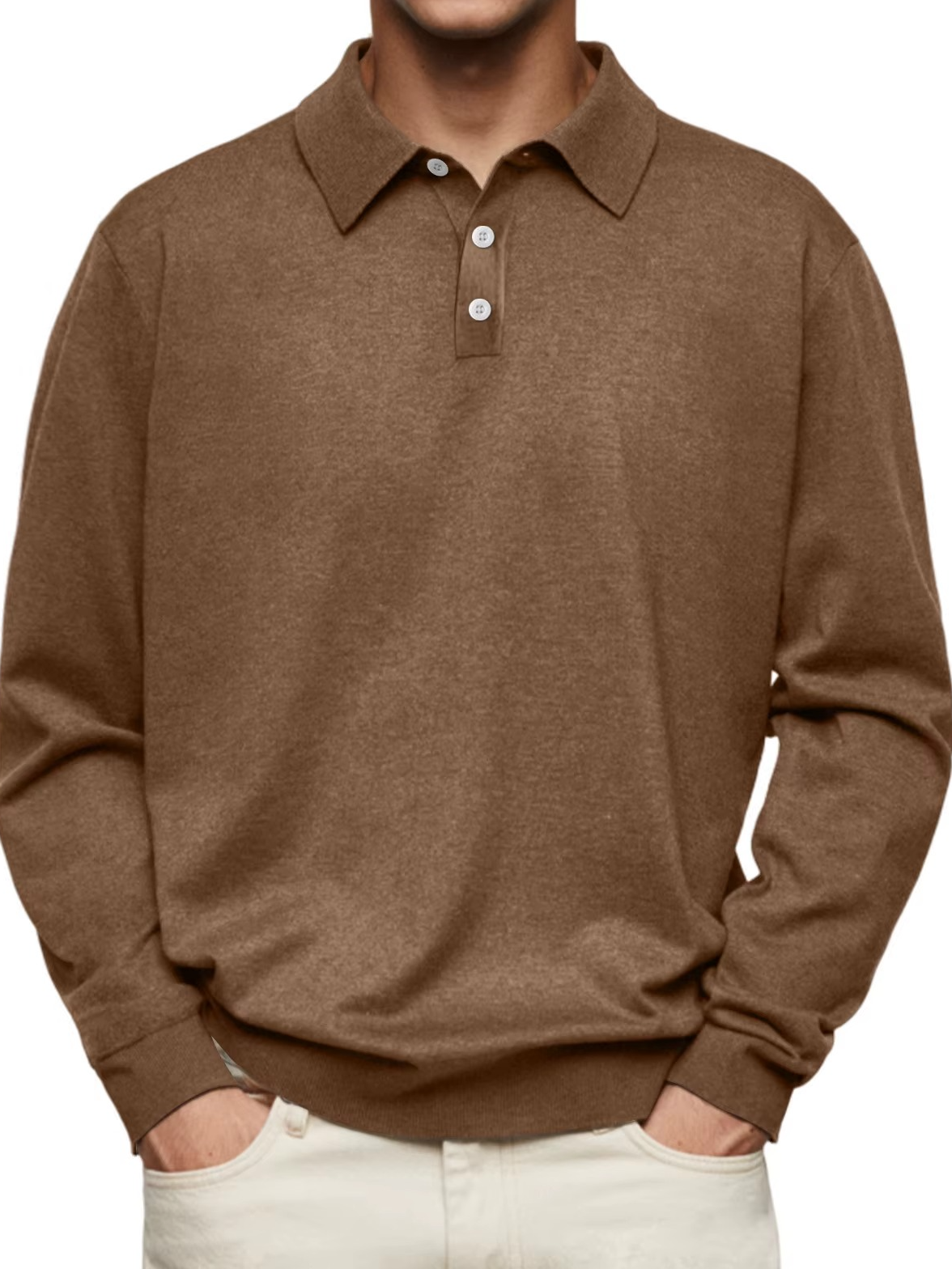 Herren Polo Pullover mit Polokragen, Knopfleiste und Feinstrickoptik