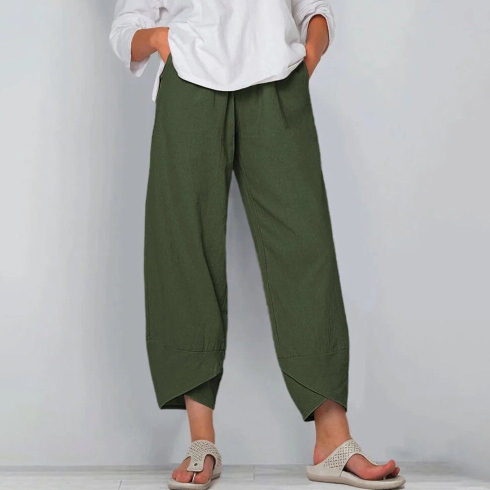 Bayer Modehaus - Damen Weite 7/8-Hose mit Ballon-Bein und Taschen in Grün