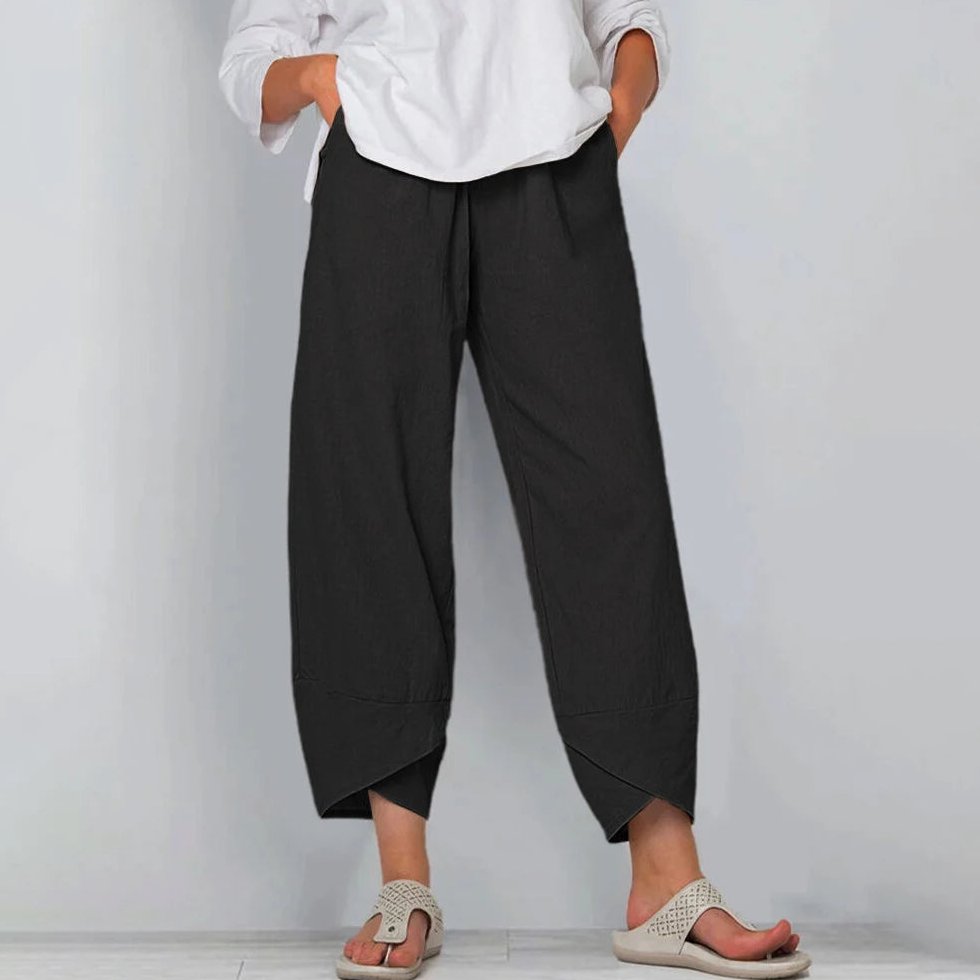 Bayer Modehaus - Damen Weite 7/8-Hose mit Ballon-Bein und Taschen in Schwarz