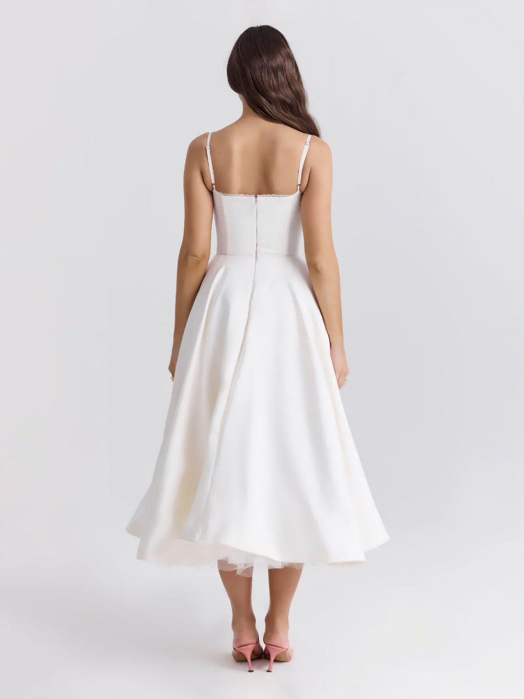 Damen Midikleid mit Herz-Ausschnitt und ausgestelltem Rock - weitere Ansicht