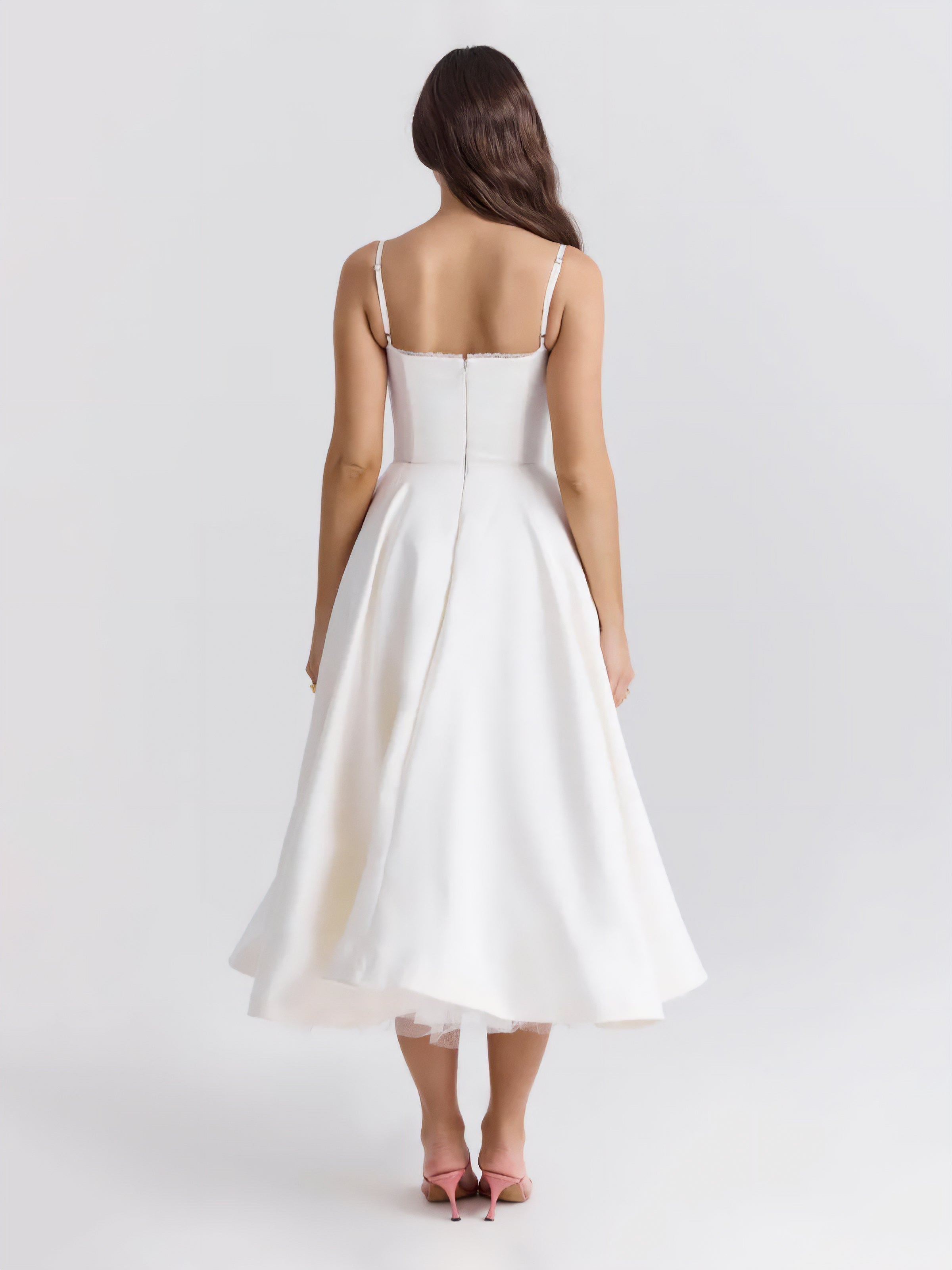 Damen Midikleid mit Herz-Ausschnitt und ausgestelltem Rock - weitere Ansicht