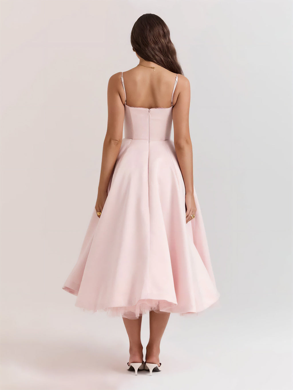 Damen Midikleid mit Herz-Ausschnitt und ausgestelltem Rock - weitere Ansicht