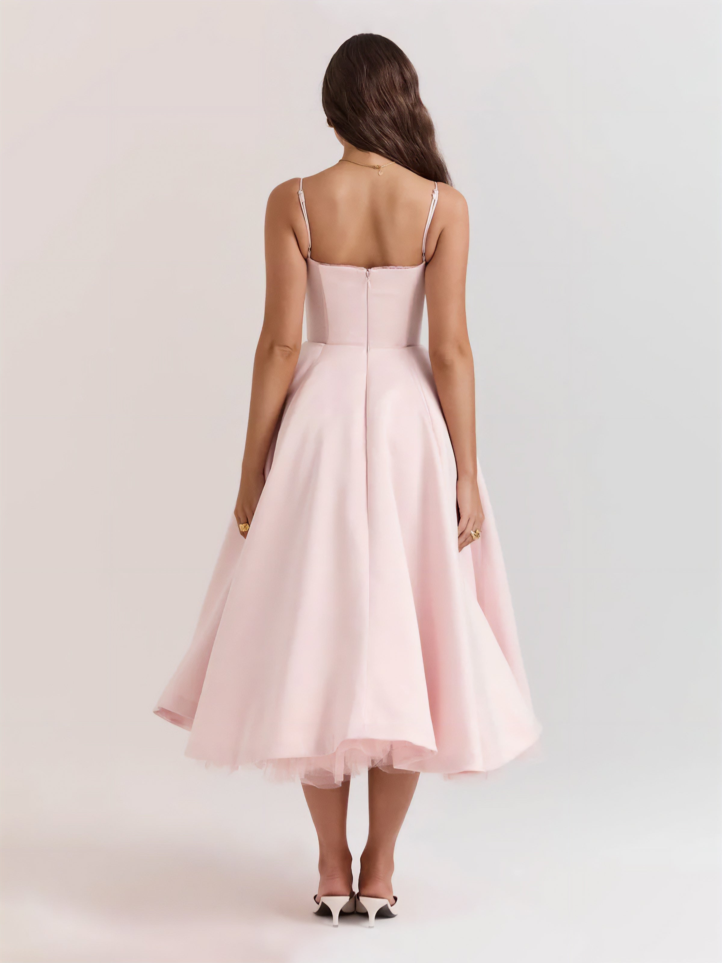 Damen Midikleid mit Herz-Ausschnitt und ausgestelltem Rock - weitere Ansicht