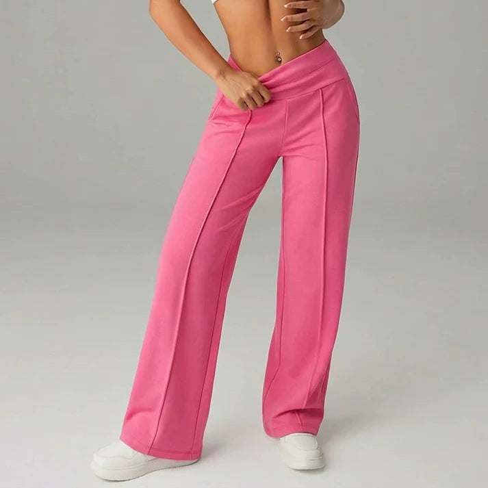 Weite Hose mit überkreuztem Bund in Rosa