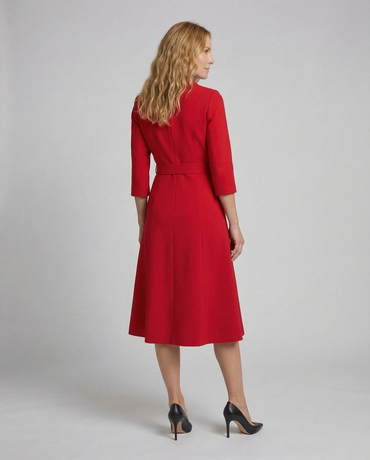 Blazerkleid in Midilänge mit Gürtel und Reverskragen für Damen