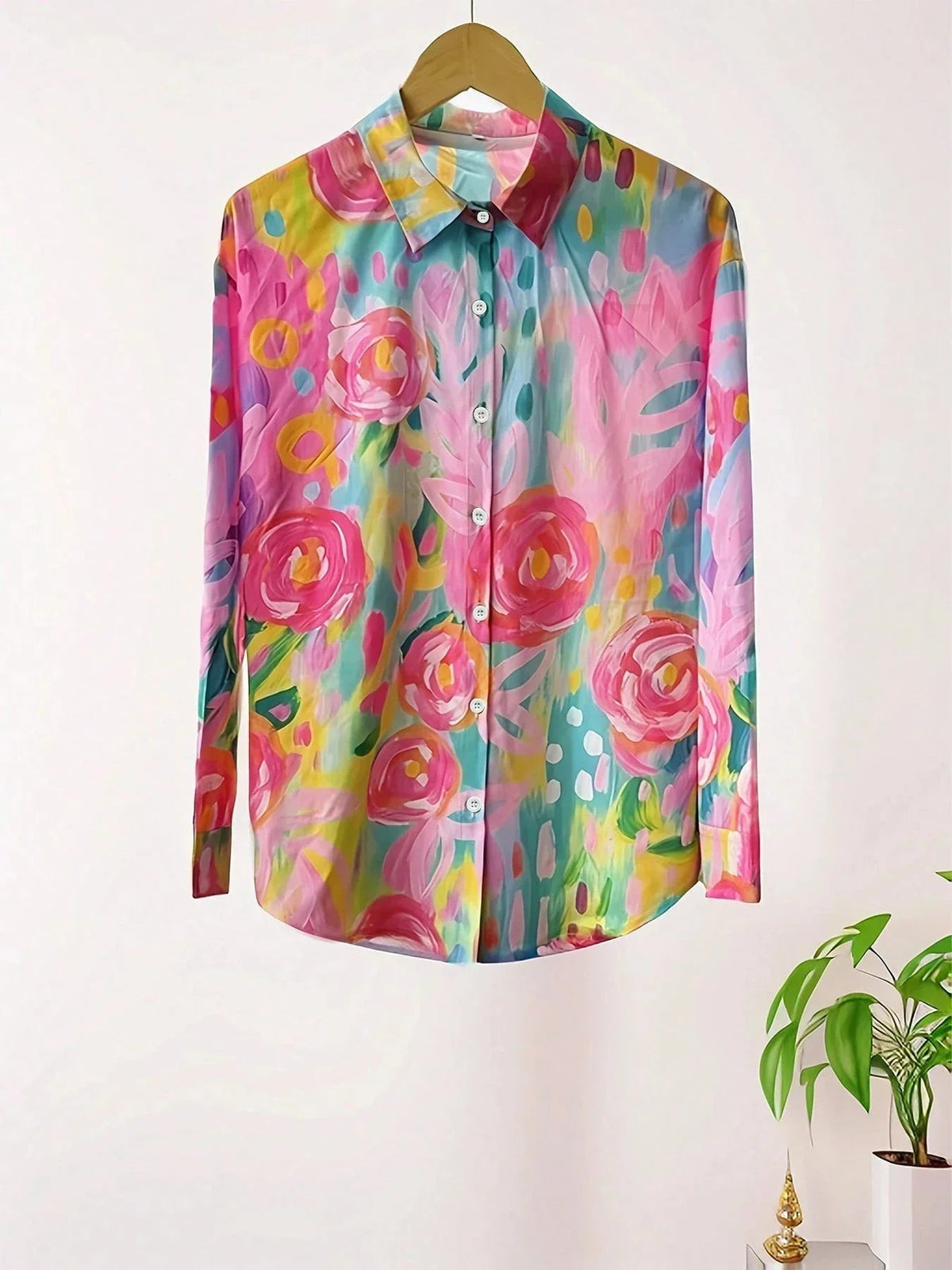 Bluse mit farbenfrohem Muster und bequemem Schnitt für Damen
