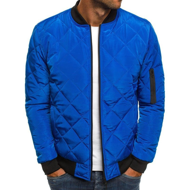 Bomberjacke mit Rautenstepp und Rippbündchen für Herren in Royalblau - Ansicht 4