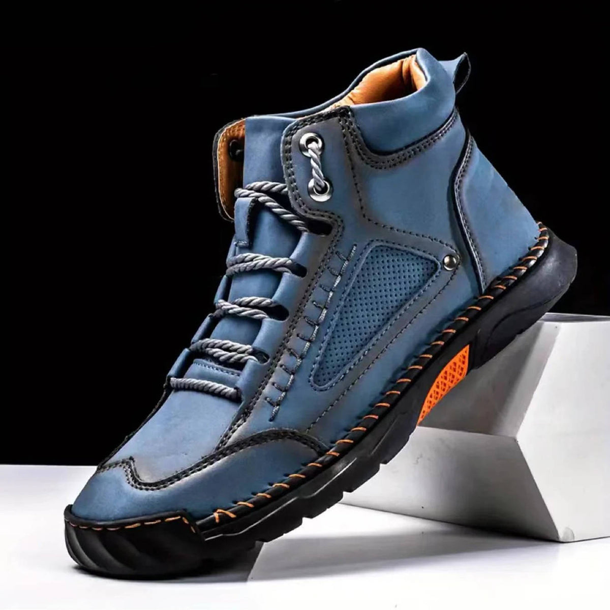 Boots Herren Outdoor Schnürstiefel aus Leder mit Profilsohle