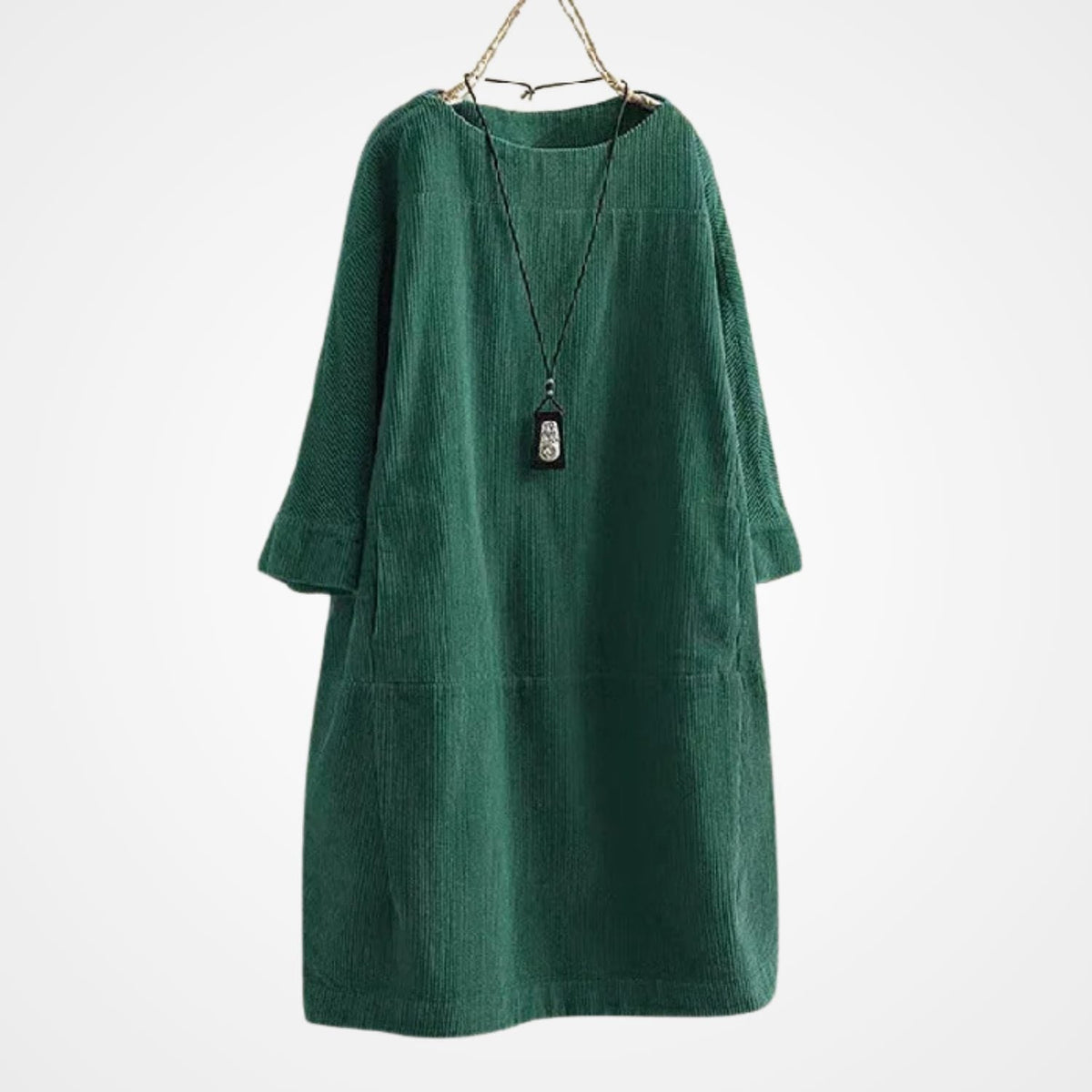 Cordkleid mit Rundhals und geradem Schnitt für Damen