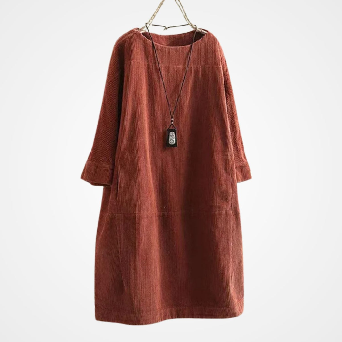 Cordkleid mit Rundhals und geradem Schnitt für Damen