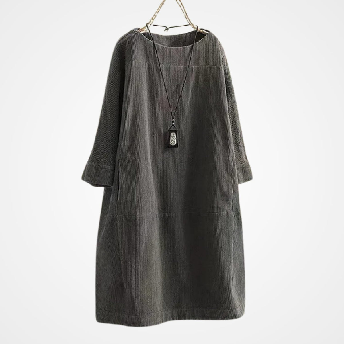 Cordkleid mit Rundhals und geradem Schnitt für Damen