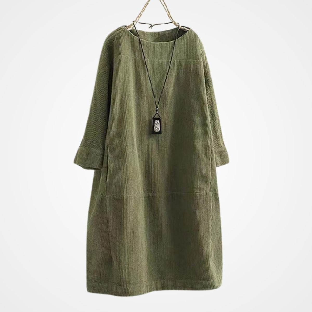 Cordkleid mit Rundhals und geradem Schnitt für Damen