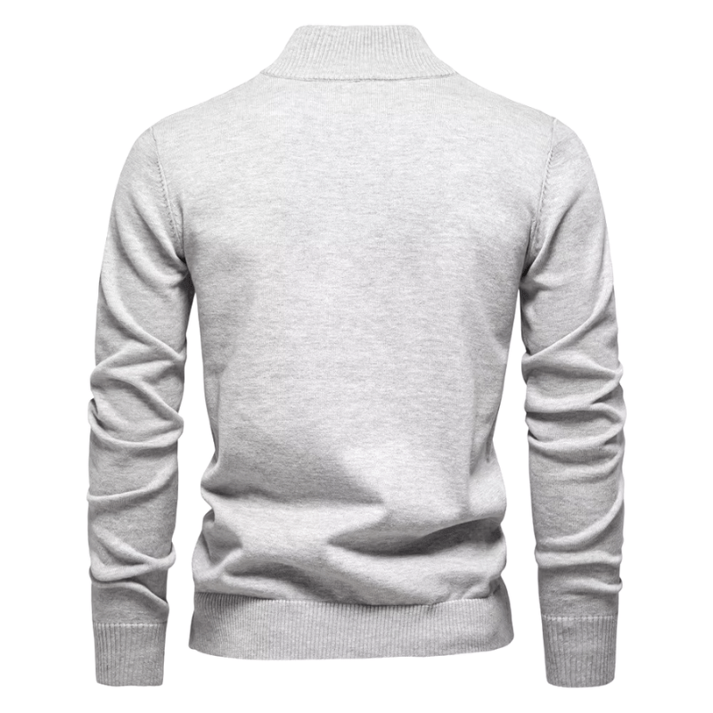 Herren Pullover mit Troyer-Kragen und Reißverschluss, Feinstrick