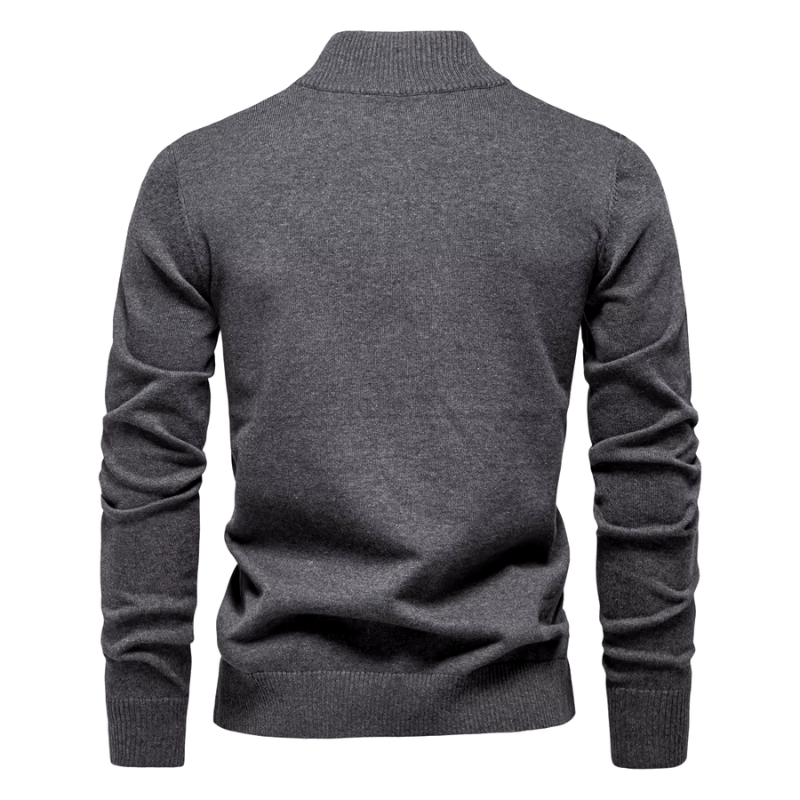 Herren Pullover mit Troyer-Kragen und Reißverschluss, Feinstrick