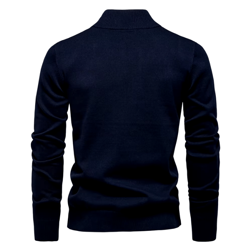 Herren Pullover mit Troyer-Kragen und Reißverschluss, Feinstrick