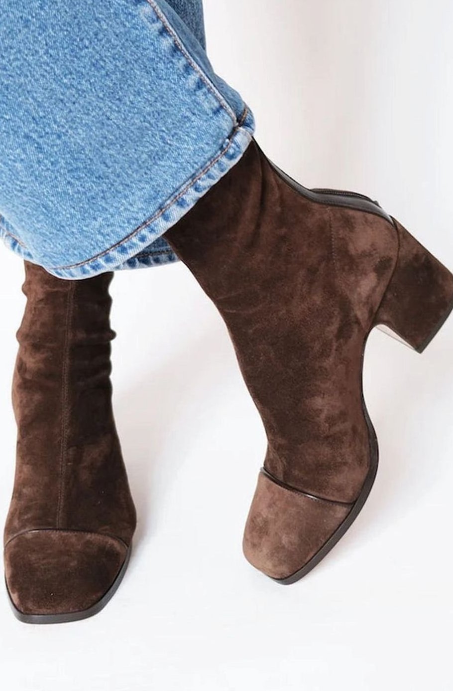 Stiefeletten Damen mit Blockabsatz in Wildlederoptik für den Winter