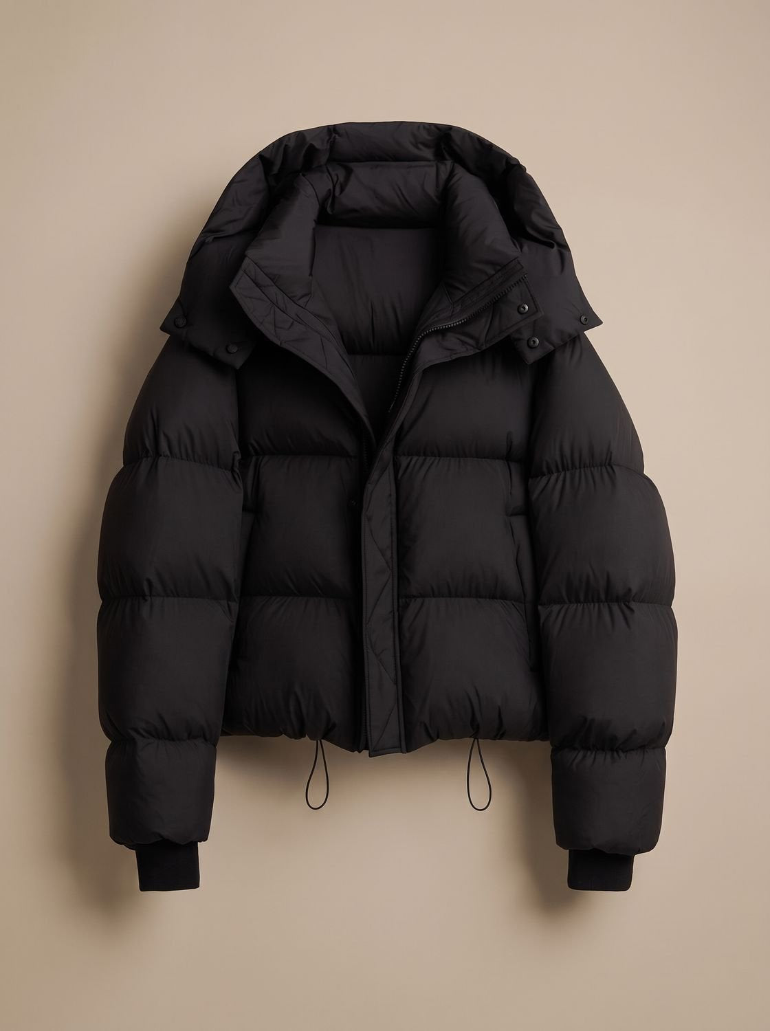 Daunenjacke Damen gefüttert, kurz und Oversize mit Kapuze