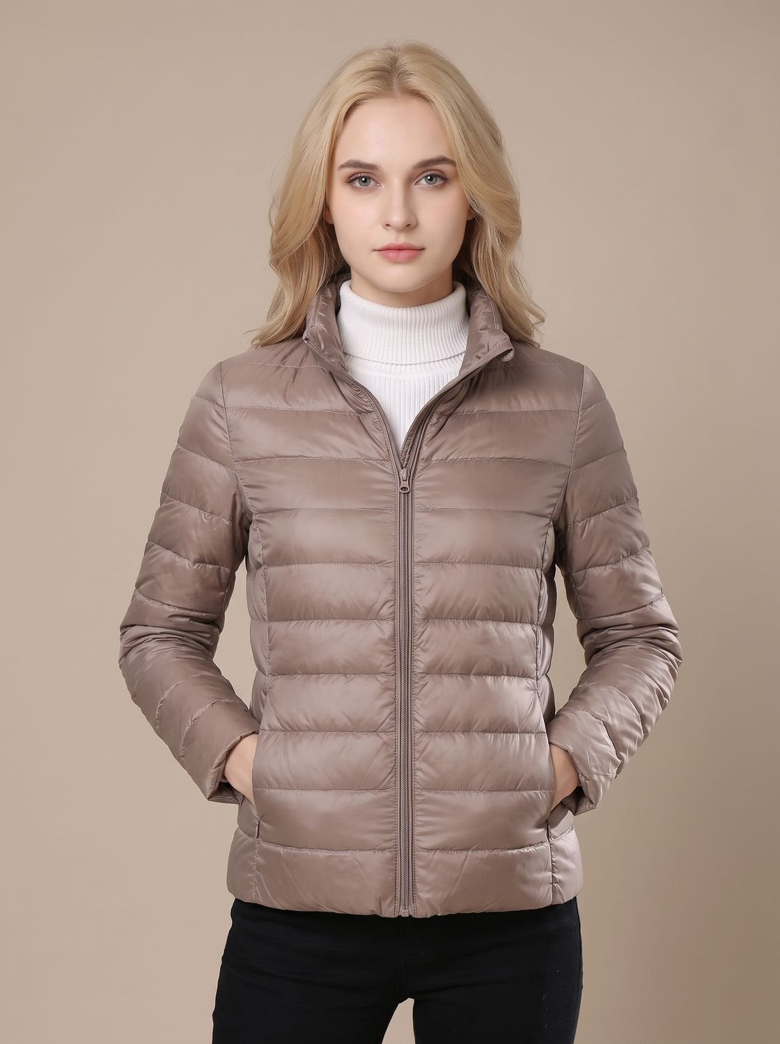 Daunenjacke Damen leicht und wasserdicht mit Stehkragen
