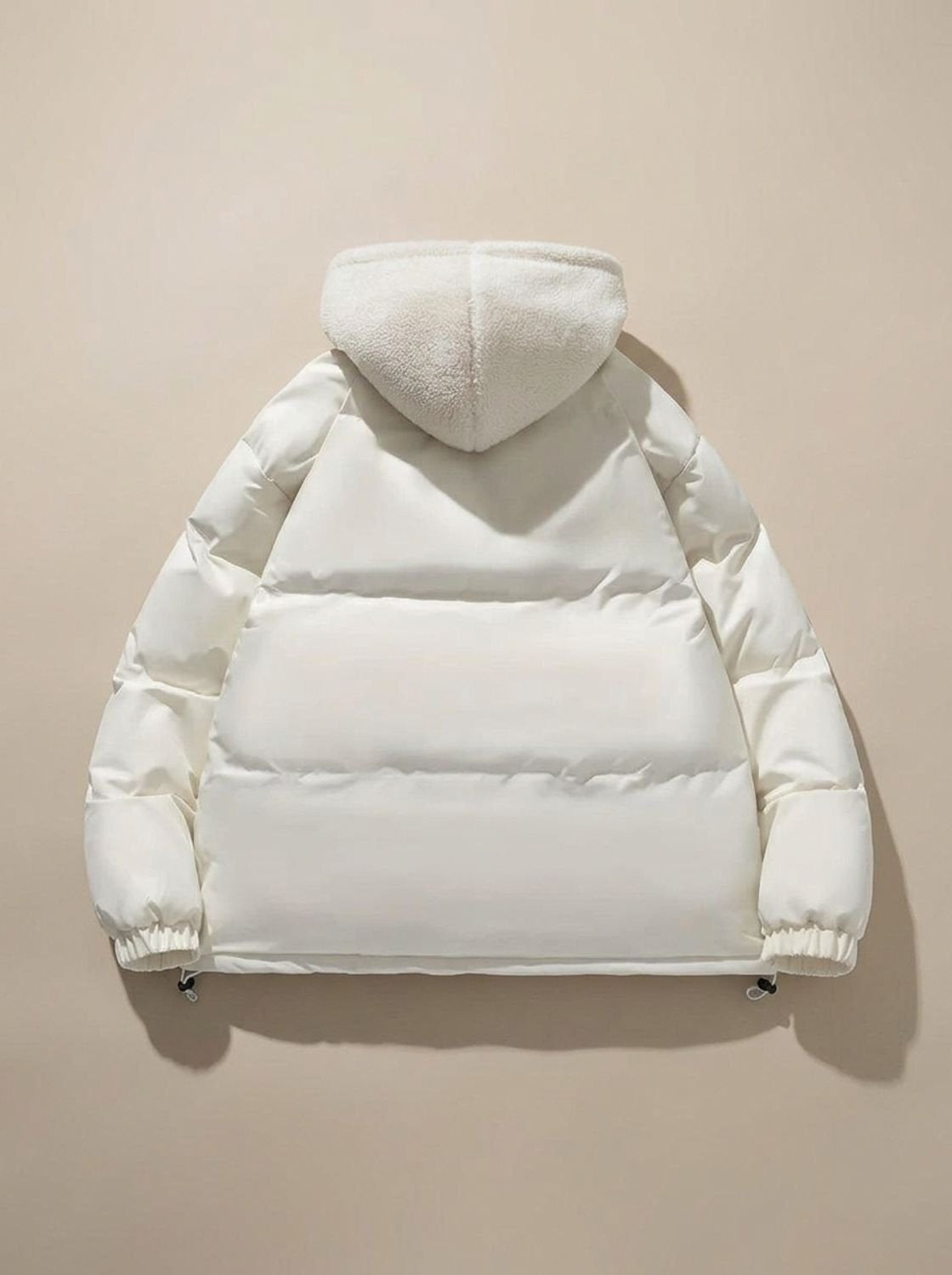 Daunenjacke Damen mit Sherpa-Fleece-Futter und Kapuze, hüftlang