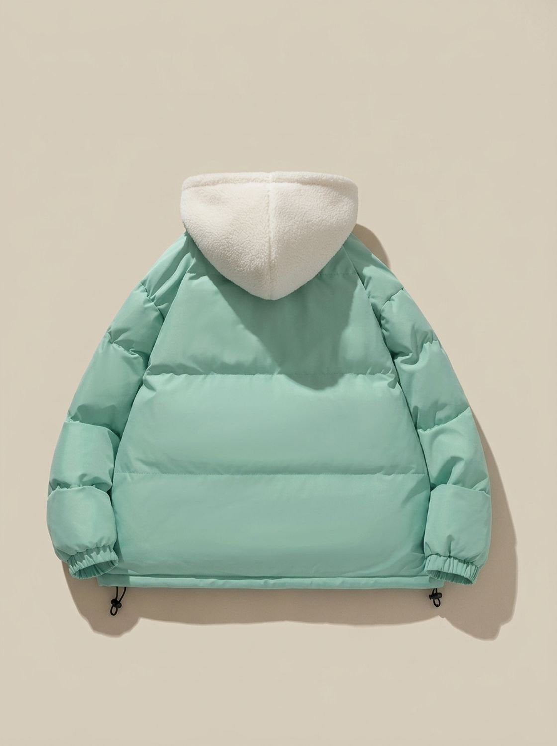 Daunenjacke Damen mit Sherpa-Fleece-Futter und Kapuze, hüftlang