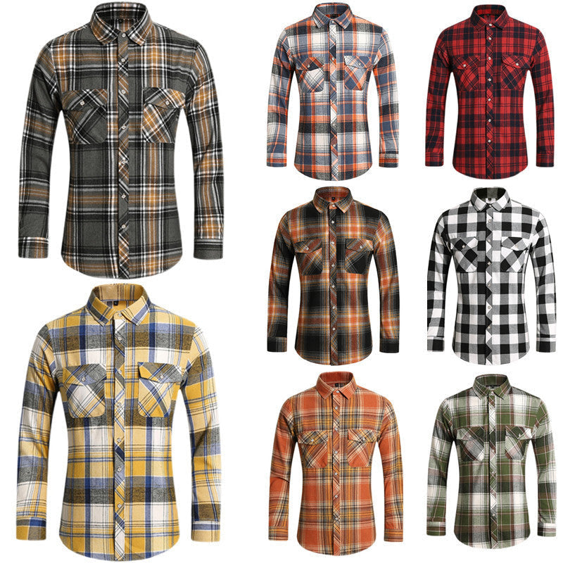 Flanellhemd mit Kentkragen und geknöpften Brusttaschen für Herren
