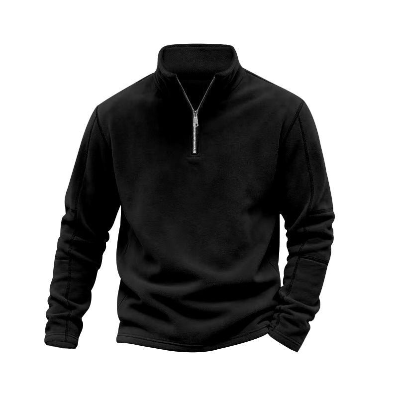 Fleecepullover mit Stehkragen und Kinnschutz für Herren in Schwarz - Ansicht 2