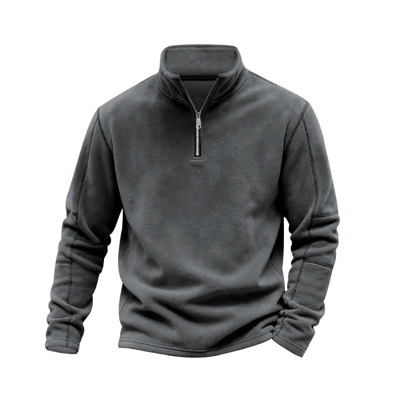 Fleecepullover mit Stehkragen und Kinnschutz für Herren in Grau - Ansicht 4