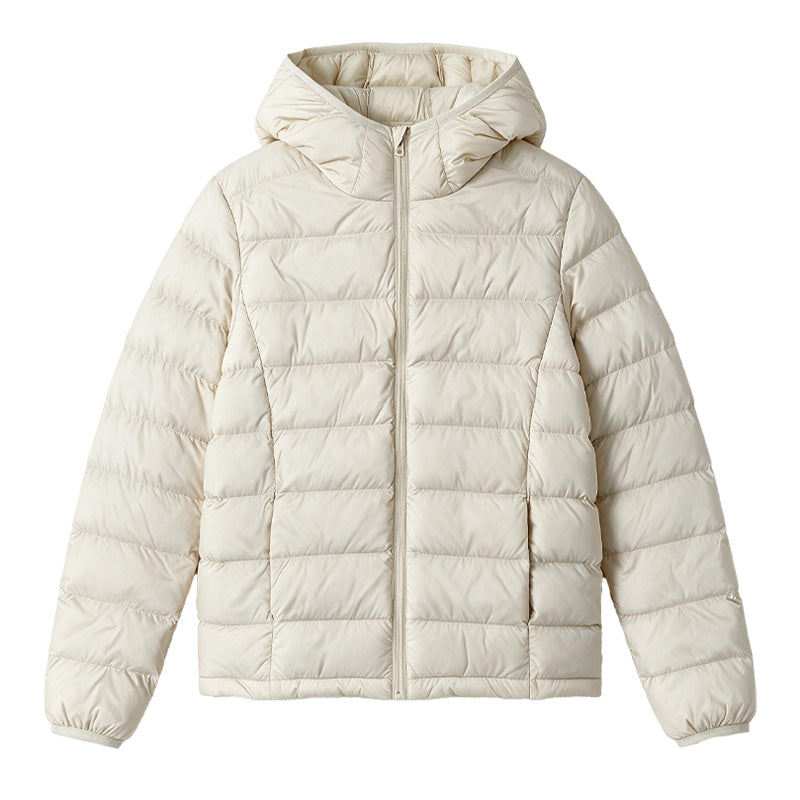 Jacke mit Wattierung, Kapuze und Reißverschluss für Damen in Beige - Ansicht 4