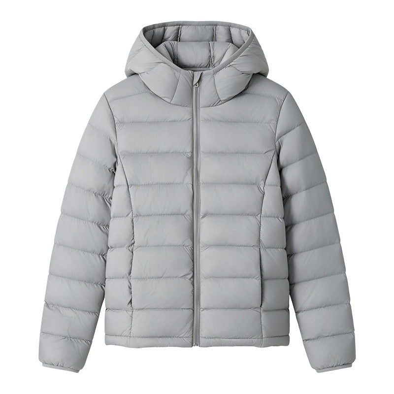 Jacke mit Wattierung, Kapuze und Reißverschluss für Damen in Hellgrau - Ansicht 5