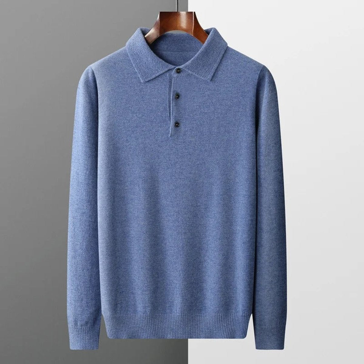 Herren Kaschmirpullover mit Polokragen und Knopfleiste für das Büro