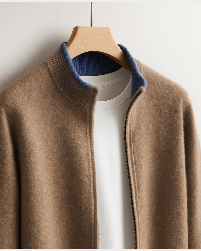 Herren Winter Strickjacke mit Reißverschluss, italienisch gestrickt