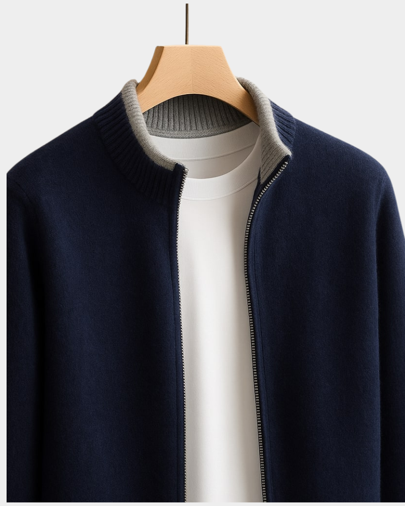 Herren Winter Strickjacke mit Reißverschluss, italienisch gestrickt