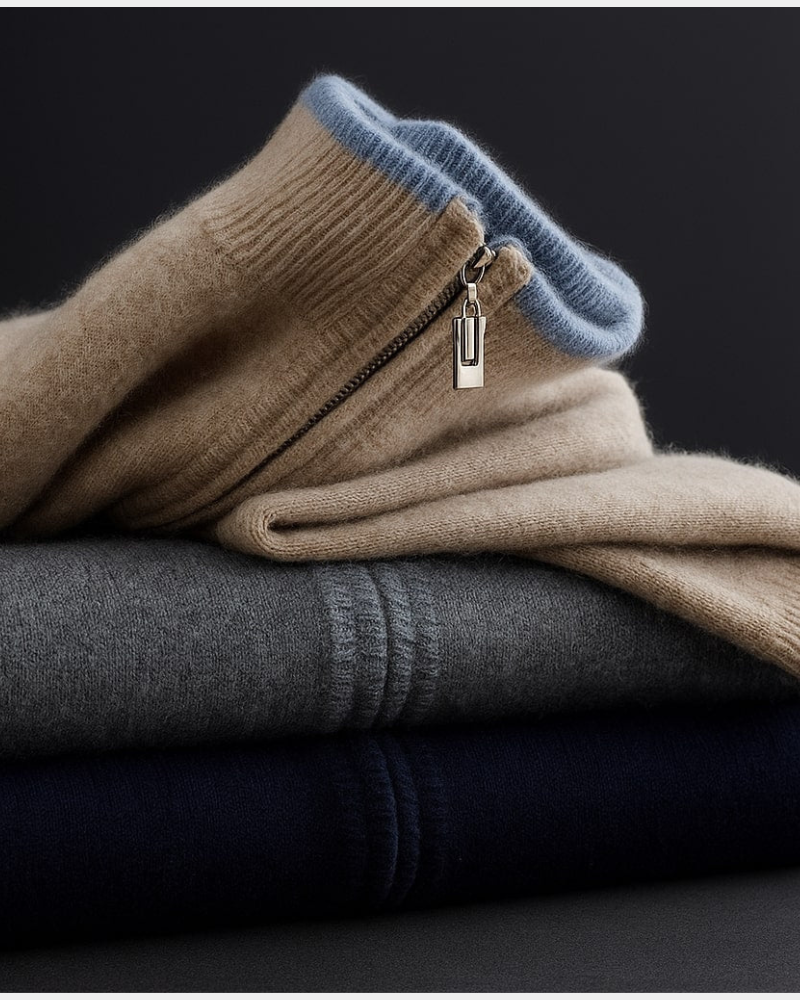 Herren Winter Strickjacke mit Reißverschluss, italienisch gestrickt